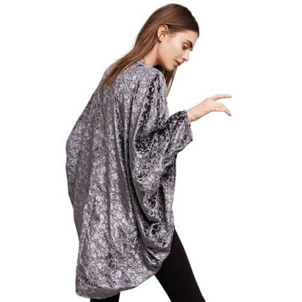 NEW Anthropologie Feathers by Tolani Maja crushed Velvet Kimono duster One Size
